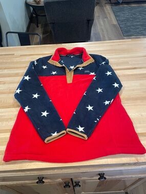 Simply Southern Red and Navy Star Fleece Pullover